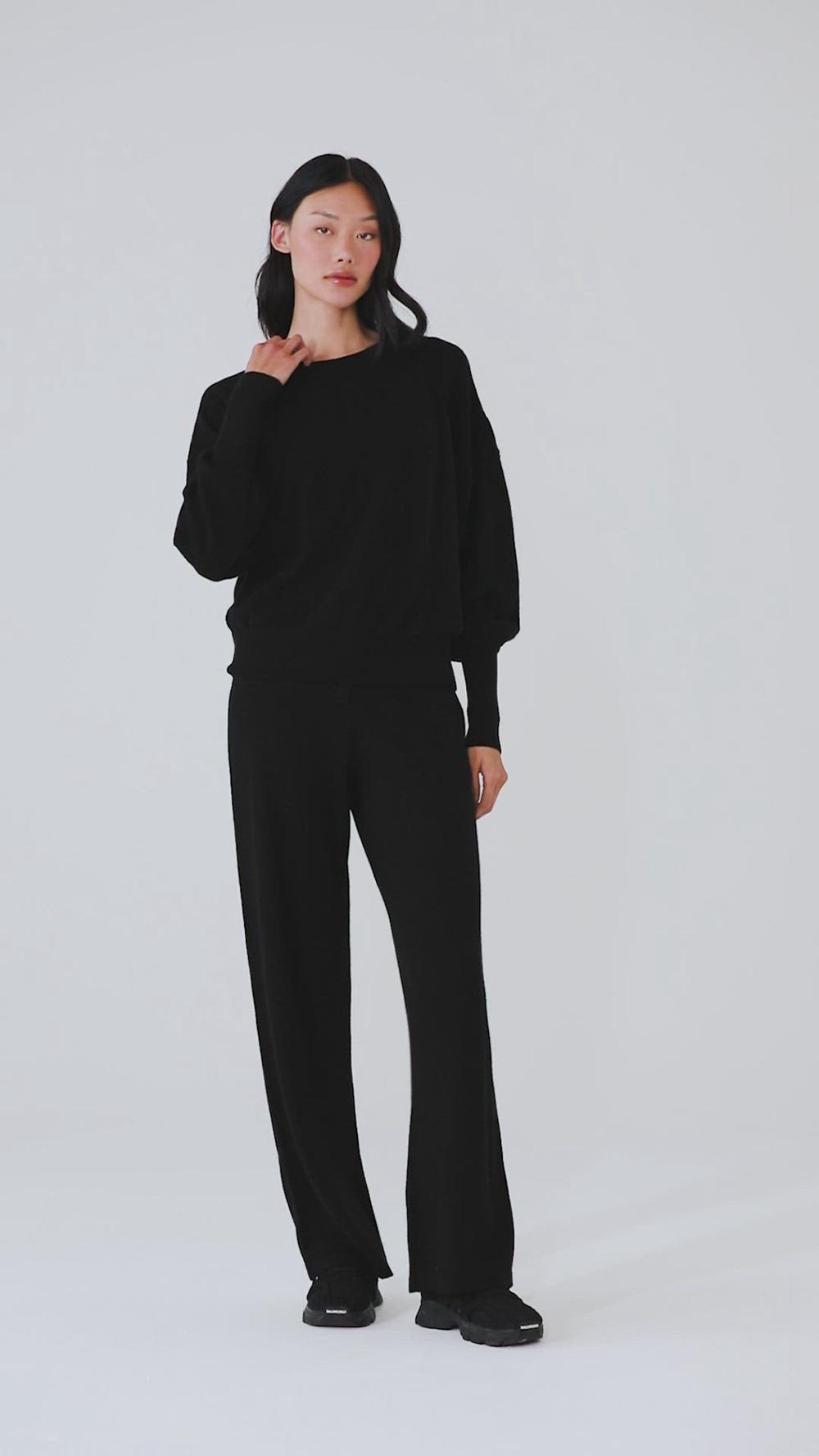 Black Women Alo Yoga Cashmere Jet Set Crew Sweatshirt | Australia  89206-CRGI