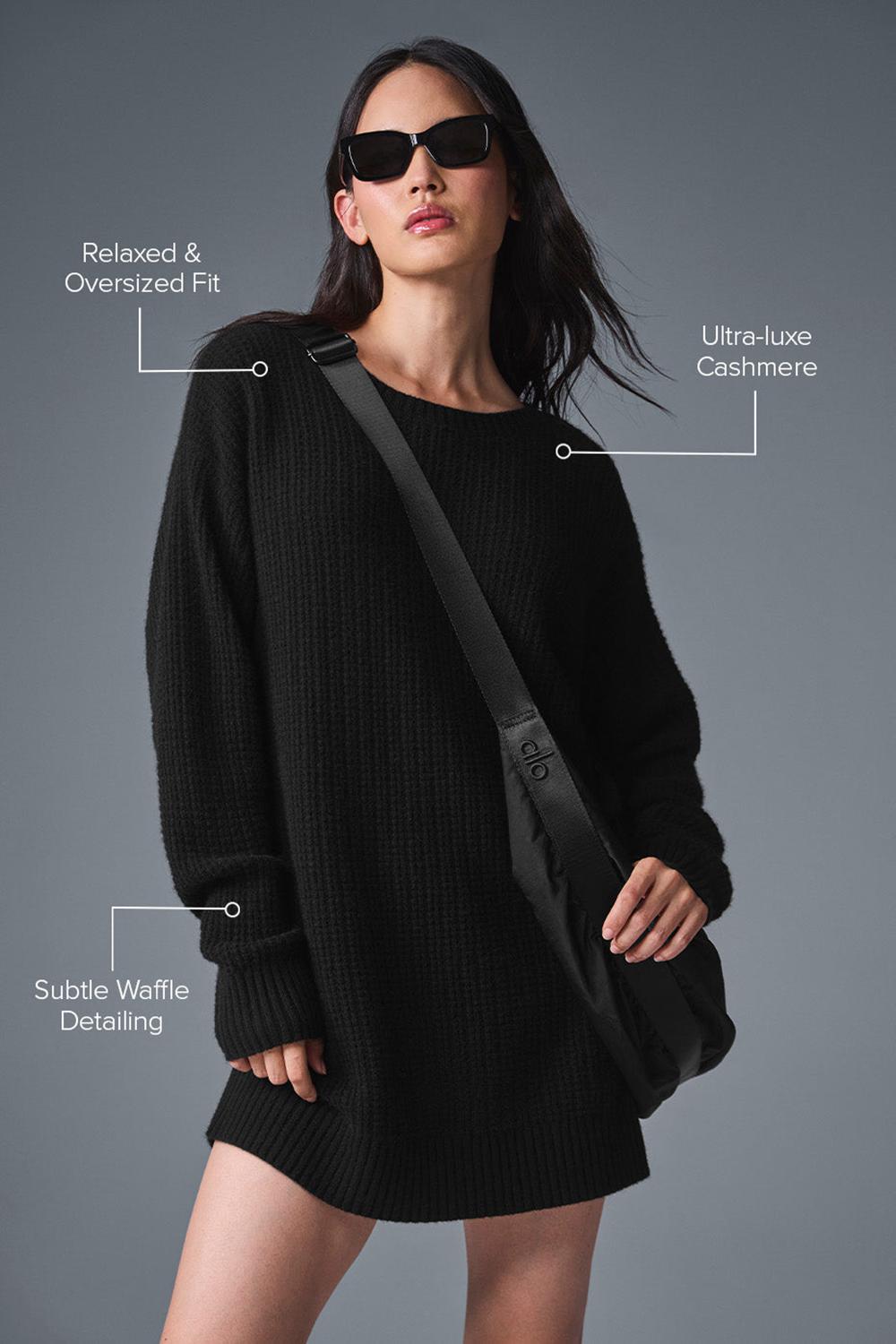 Black Women Alo Yoga Cashmere Plush Waffle Dress | Australia  15968-UYGR