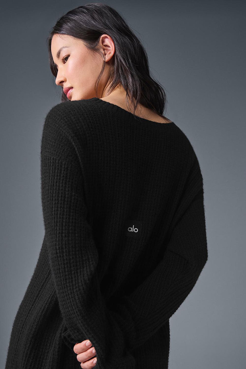 Black Women Alo Yoga Cashmere Plush Waffle Dress | Australia  15968-UYGR