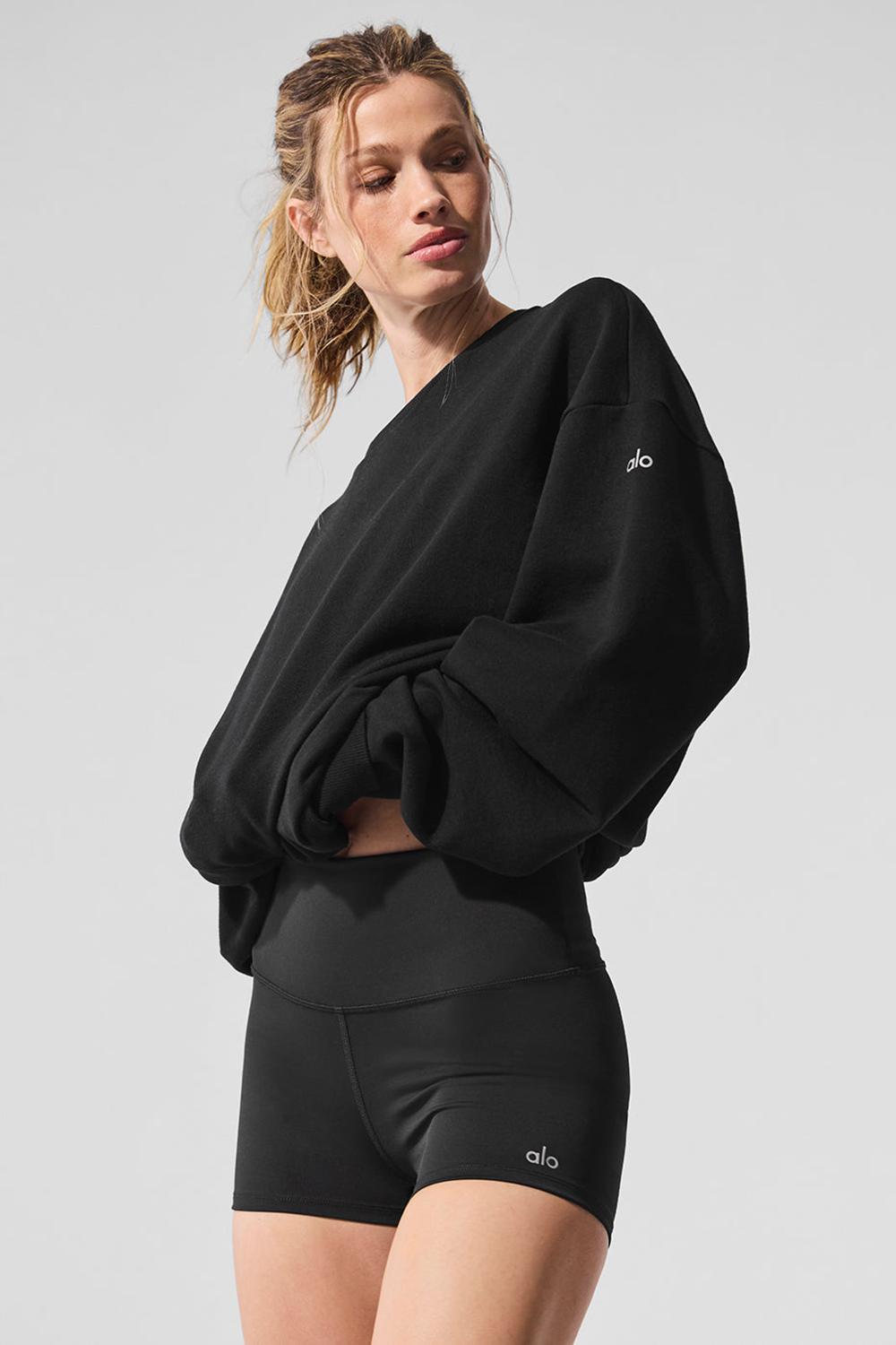 Black Women Alo Yoga Chill Crew Neck Pullover | Australia  61327-OTWI