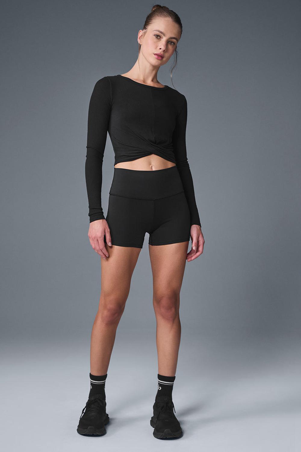 Black Women Alo Yoga Cover Top Tops Long Sleeve | Australia  80257-KFSD
