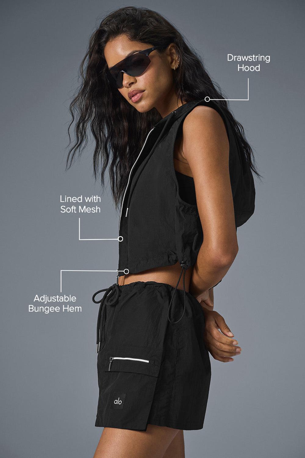 Black Women Alo Yoga Crinkle Cropped Surplus Vest | Australia  31458-PZID