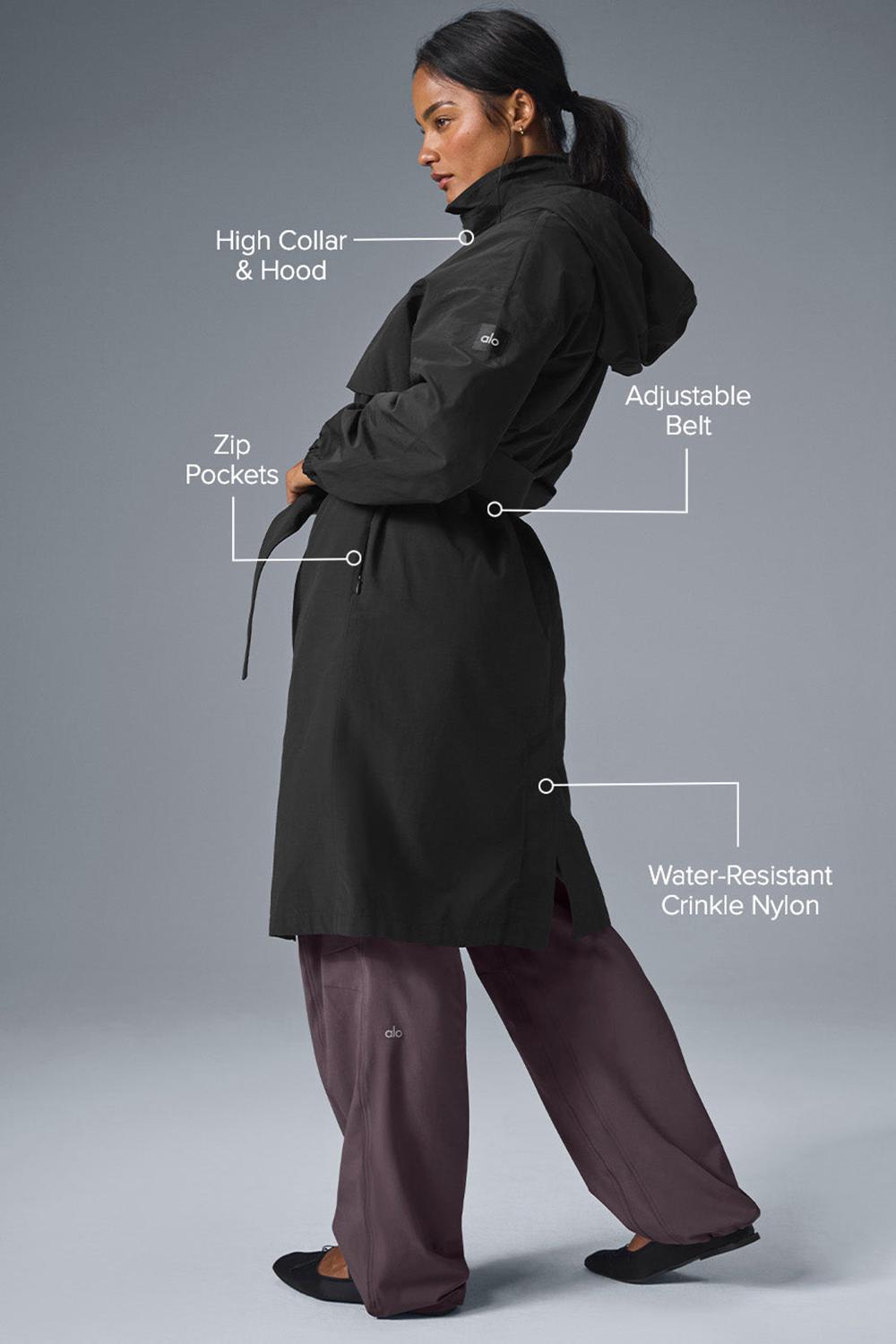 Black Women Alo Yoga Crinkle On The Move Trench Coat | Australia  76209-YWLI