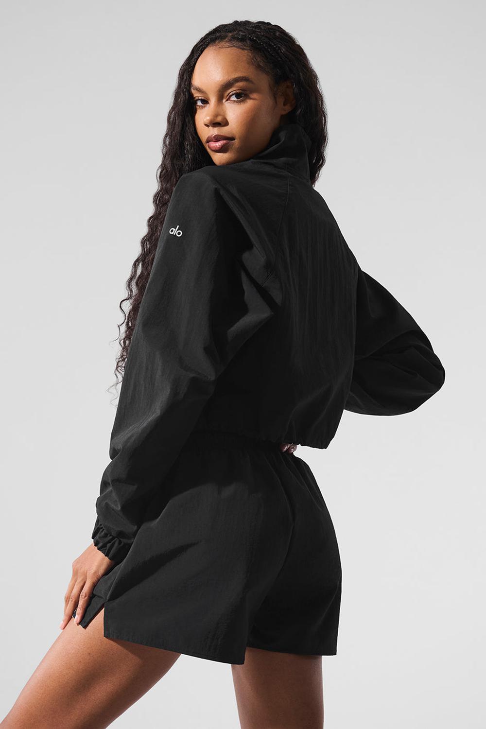 Black Women Alo Yoga Cropped 1/4 Zip Alumni Pullover | Australia  87503-VFHC
