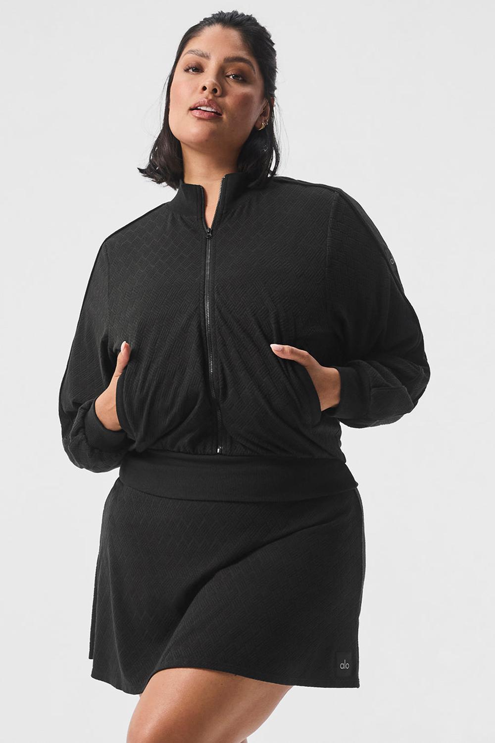 Black Women Alo Yoga Cropped Doubles Only Full Zip Jacket | Australia  75192-MOKB