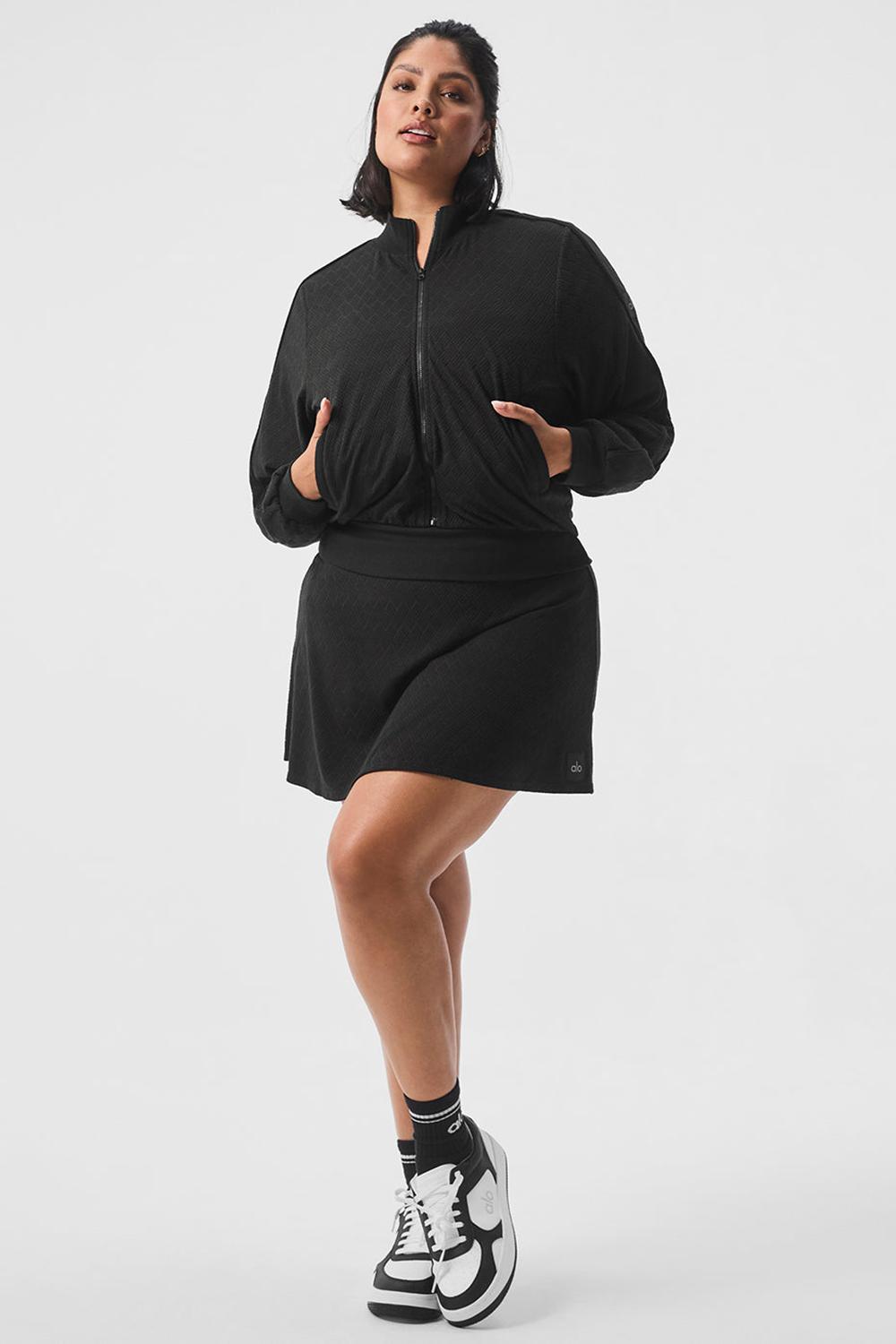 Black Women Alo Yoga Cropped Doubles Only Full Zip Jacket | Australia  75192-MOKB