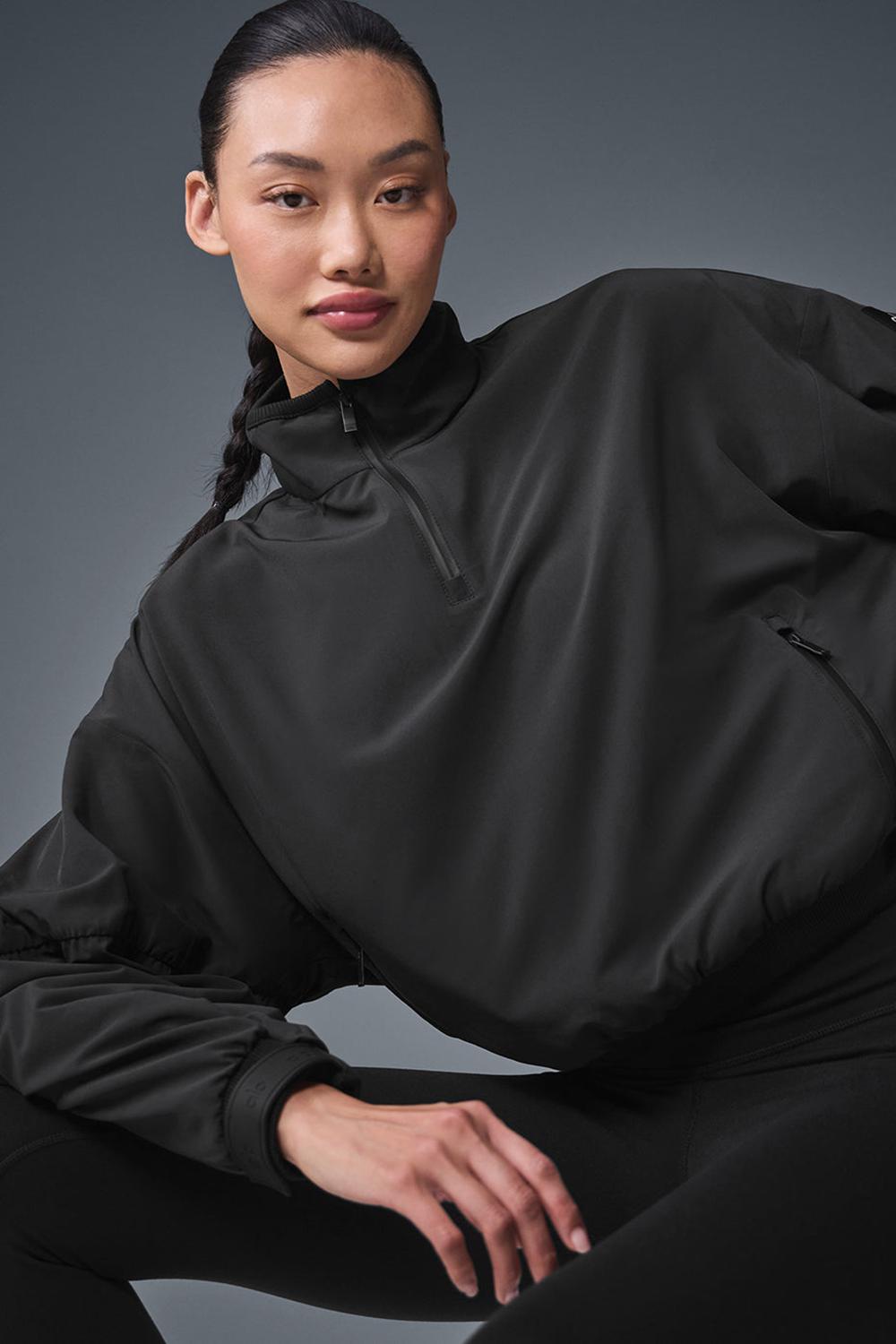 Black Women Alo Yoga Cropped Elevation Coverup | Australia  32916-IHLW
