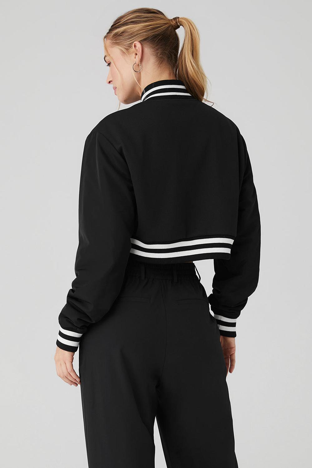 Black Women Alo Yoga Cropped G.O.A.T Jacket | Australia  57834-JKYL