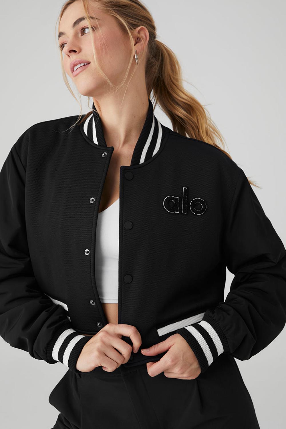 Black Women Alo Yoga Cropped G.O.A.T Jacket | Australia  57834-JKYL