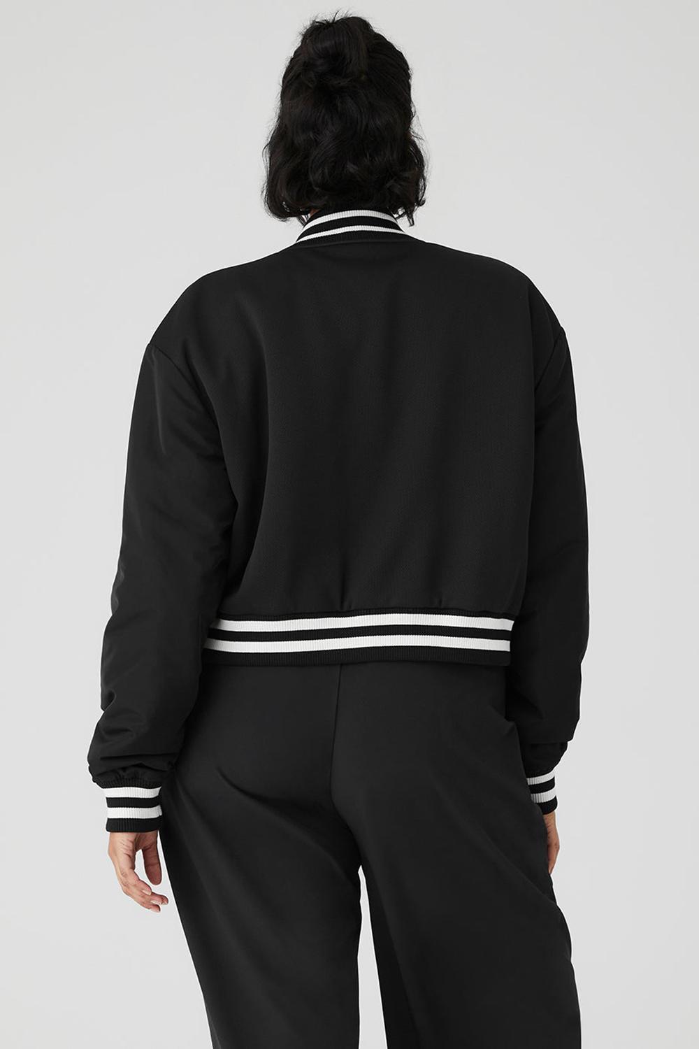 Black Women Alo Yoga Cropped G.O.A.T Jacket | Australia  57834-JKYL