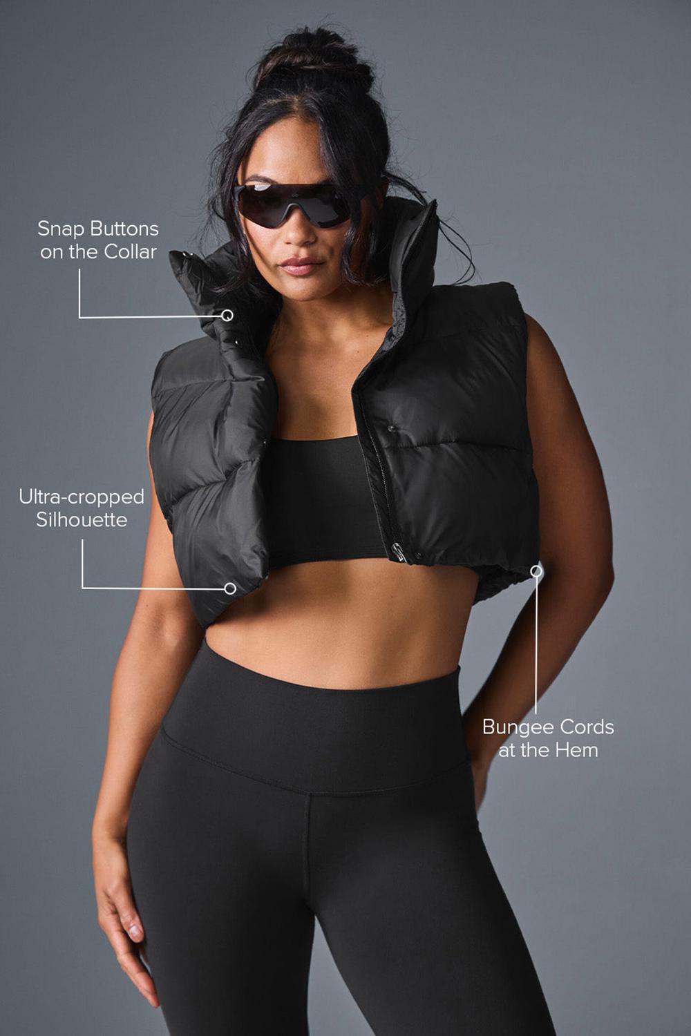 Black Women Alo Yoga Cropped Gold Rush Puffer Vest | Australia  38027-PVRX