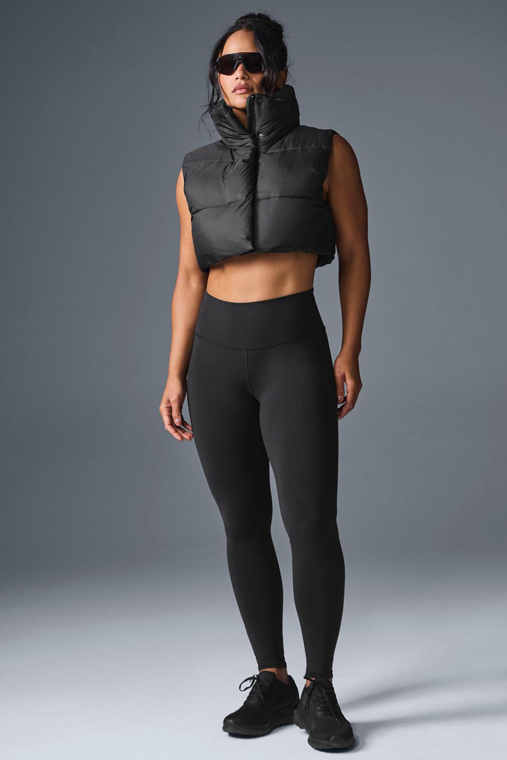 Black Women Alo Yoga Cropped Gold Rush Puffer Vest | Australia  38027-PVRX