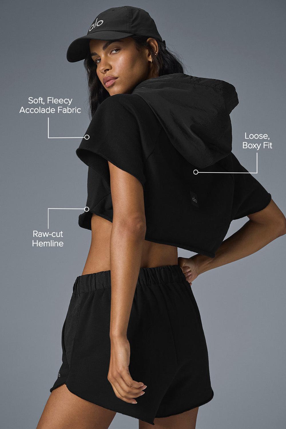 Black Women Alo Yoga Cropped In The Air Short Sleeve | Australia  80473-SVAD