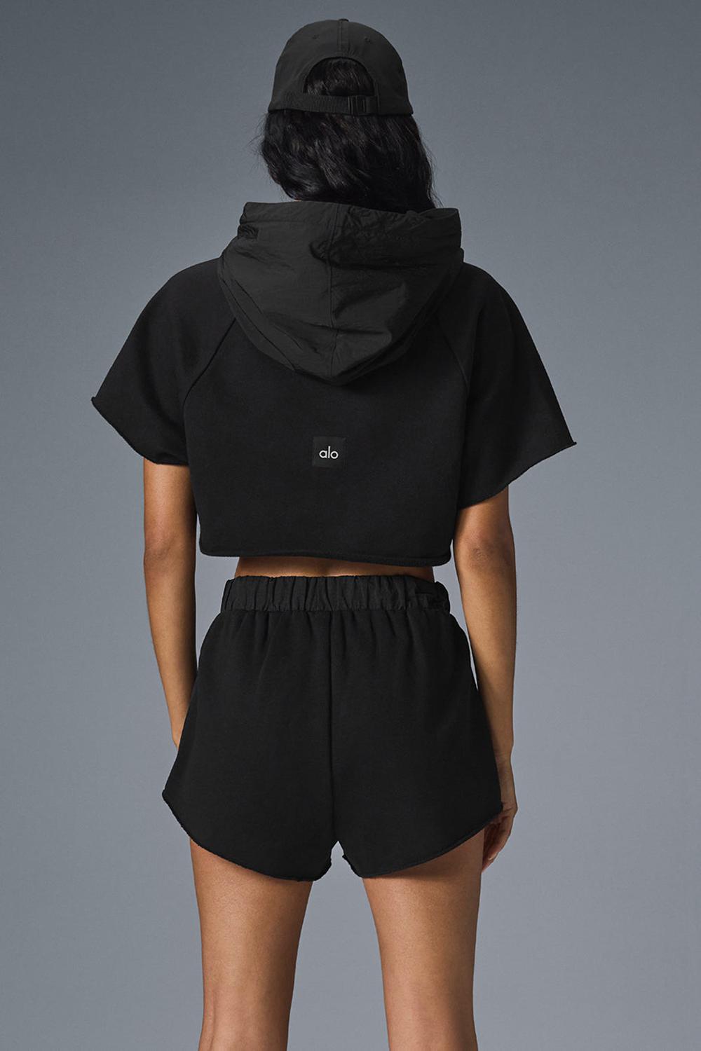 Black Women Alo Yoga Cropped In The Air Short Sleeve | Australia  80473-SVAD