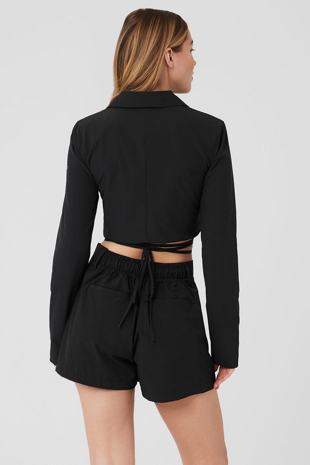 Black Women Alo Yoga Cropped Status Blazer | Australia  94175-FOVI