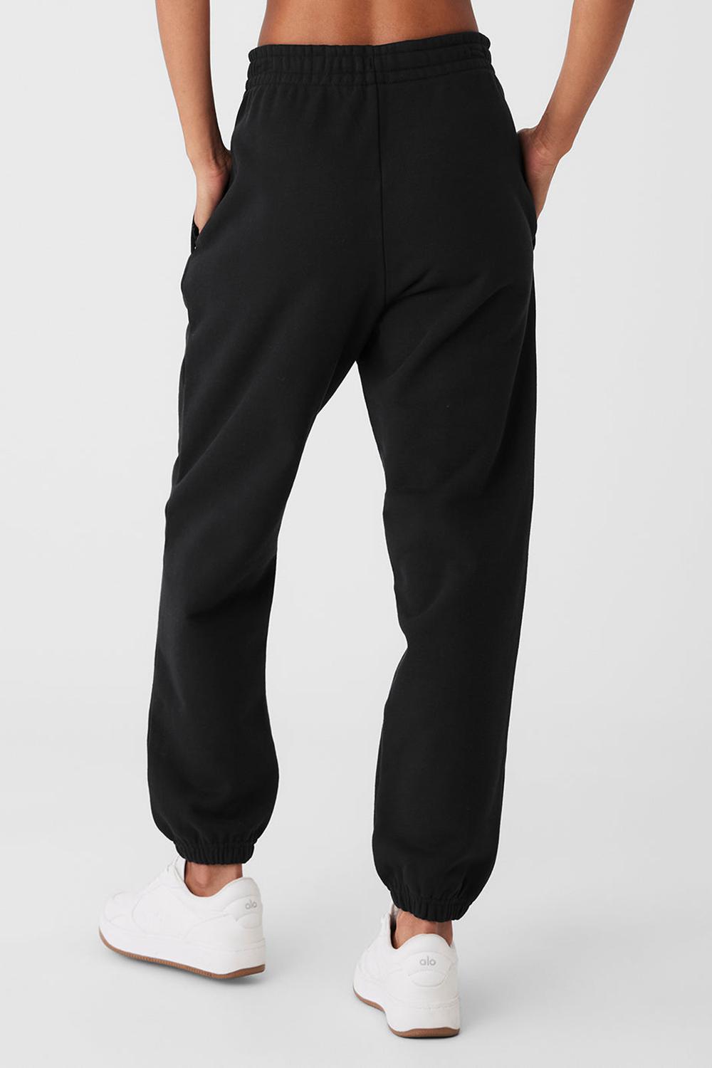 Black Women Alo Yoga Cuffed Renown Heavy Weight Sweatpant | Australia  91025-VHDQ