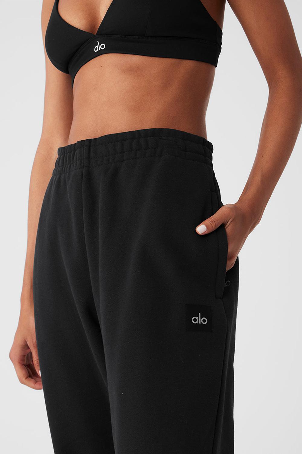 Black Women Alo Yoga Cuffed Renown Heavy Weight Sweatpant | Australia  91025-VHDQ