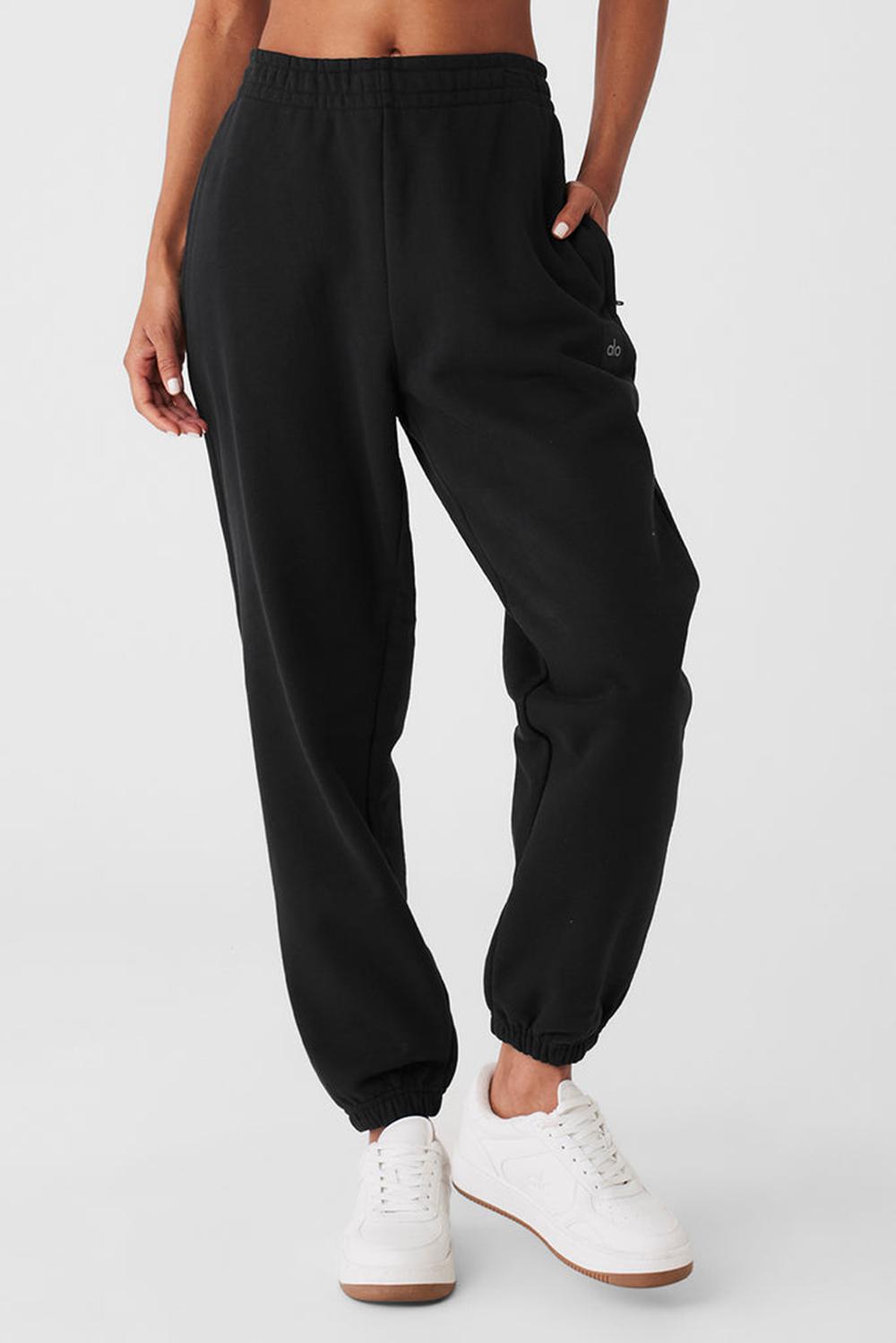 Black Women Alo Yoga Cuffed Renown Heavy Weight Sweatpant | Australia  91025-VHDQ