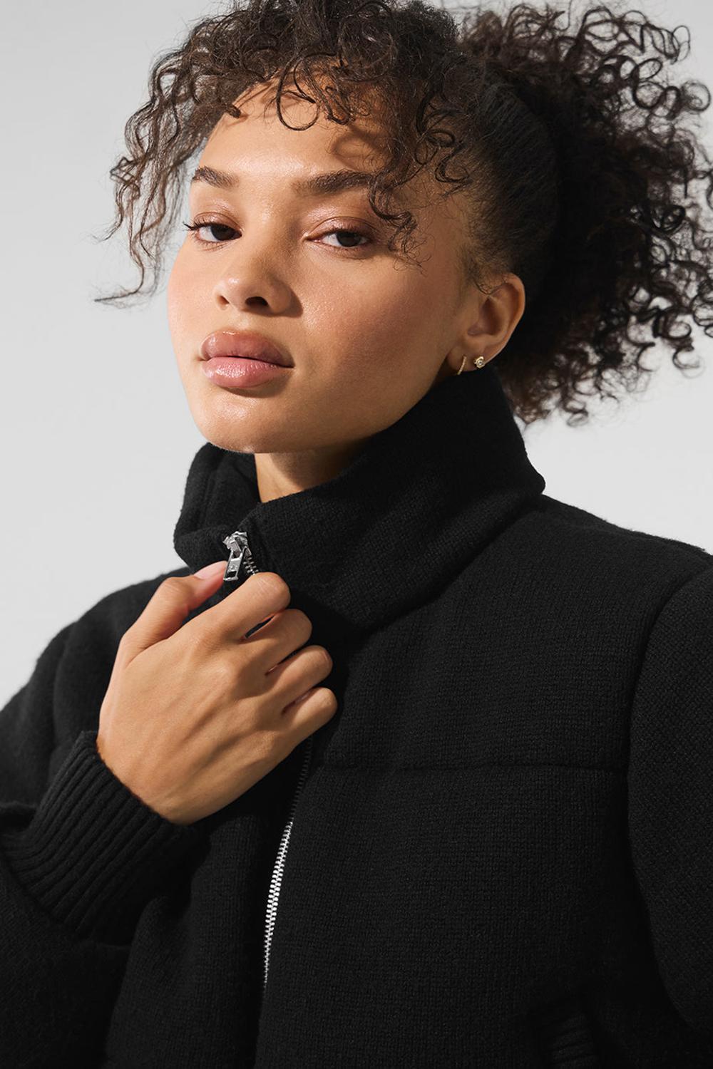 Black Women Alo Yoga Darling Sweater Puffer Jacket | Australia  75328-LUEJ