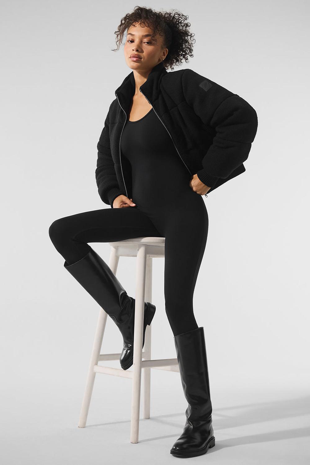 Black Women Alo Yoga Darling Sweater Puffer Jacket | Australia  75328-LUEJ