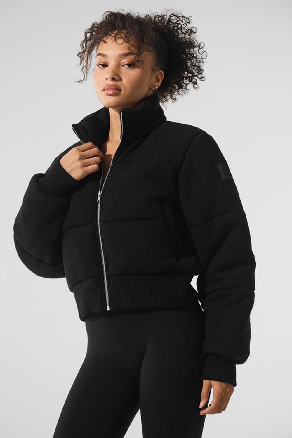 Black Women Alo Yoga Darling Sweater Puffer Jacket | Australia  75328-LUEJ