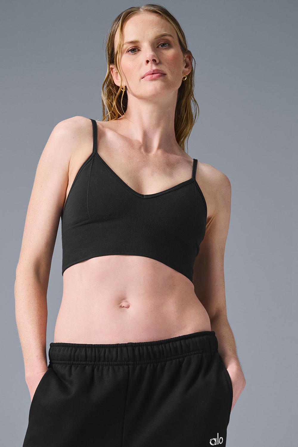 Black Women Alo Yoga Delightlette Bra | Australia  80179-JPVS