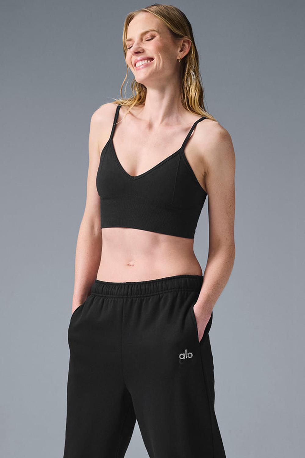 Black Women Alo Yoga Delightlette Bra | Australia  80179-JPVS