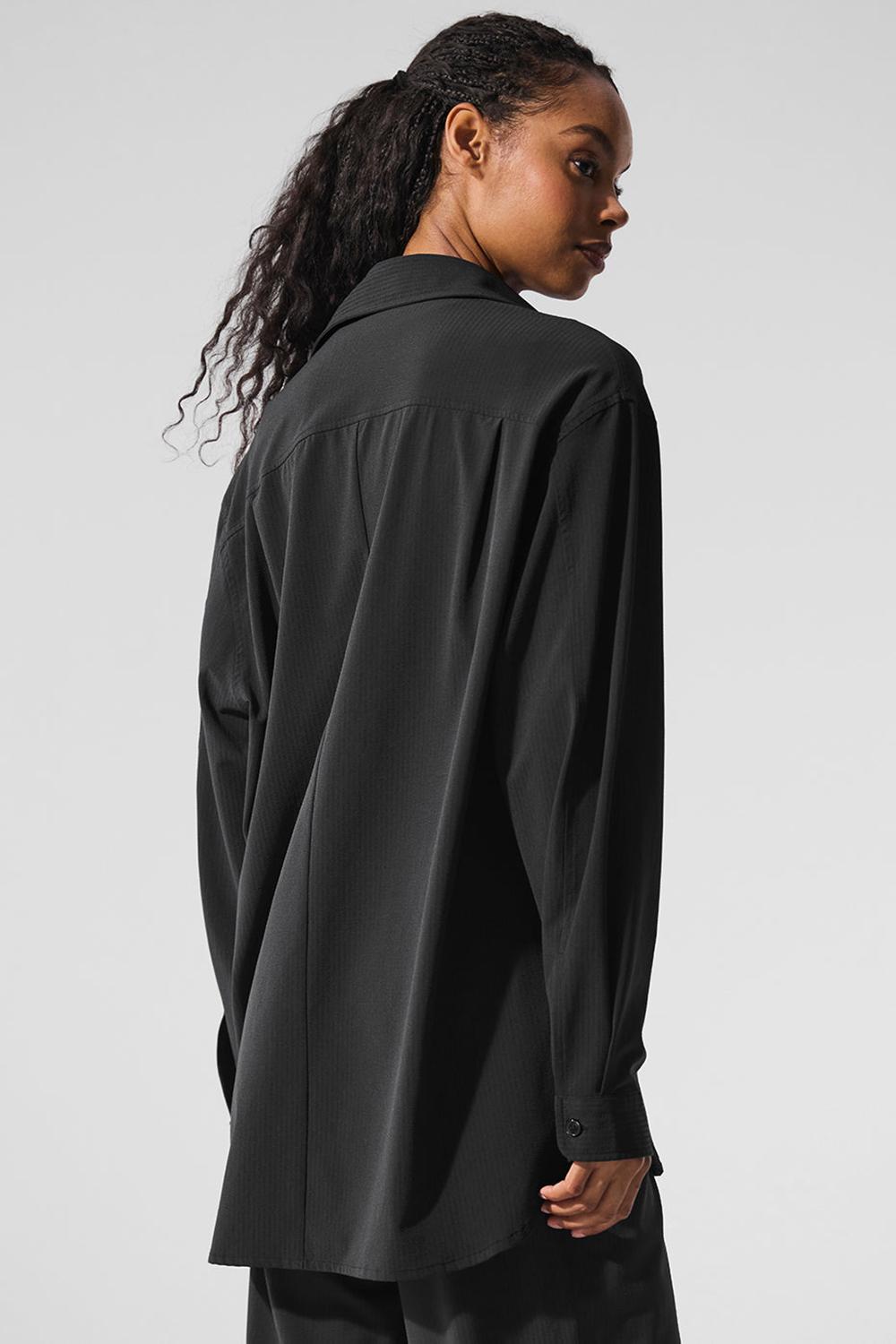 Black Women Alo Yoga Dreamscape Button Down Long Sleeve | Australia  92708-BGEC