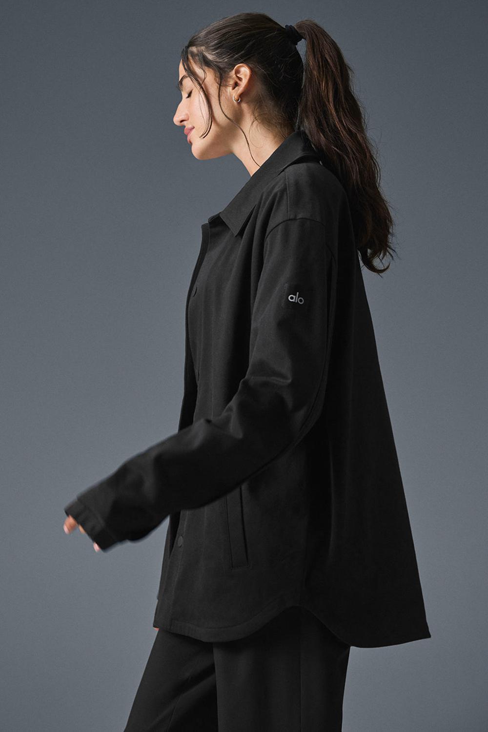 Black Women Alo Yoga Edition Sueded Jacket | Australia  29670-DFOA