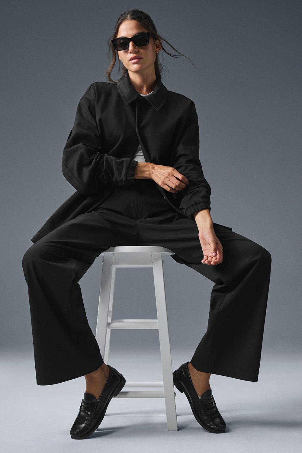 Black Women Alo Yoga Edition Sueded Jacket | Australia  29670-DFOA