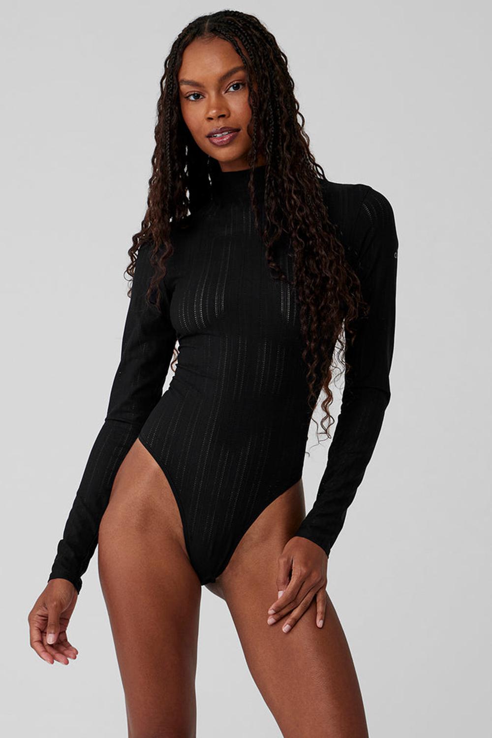 Black Women Alo Yoga Euphoria Long Sleeve Bodysuit | Australia  07132-UGEJ