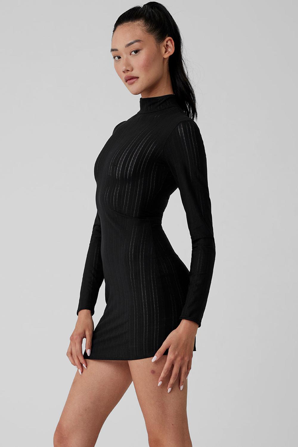Black Women Alo Yoga Euphoria Long Sleeve Dress | Australia  52481-LXBM