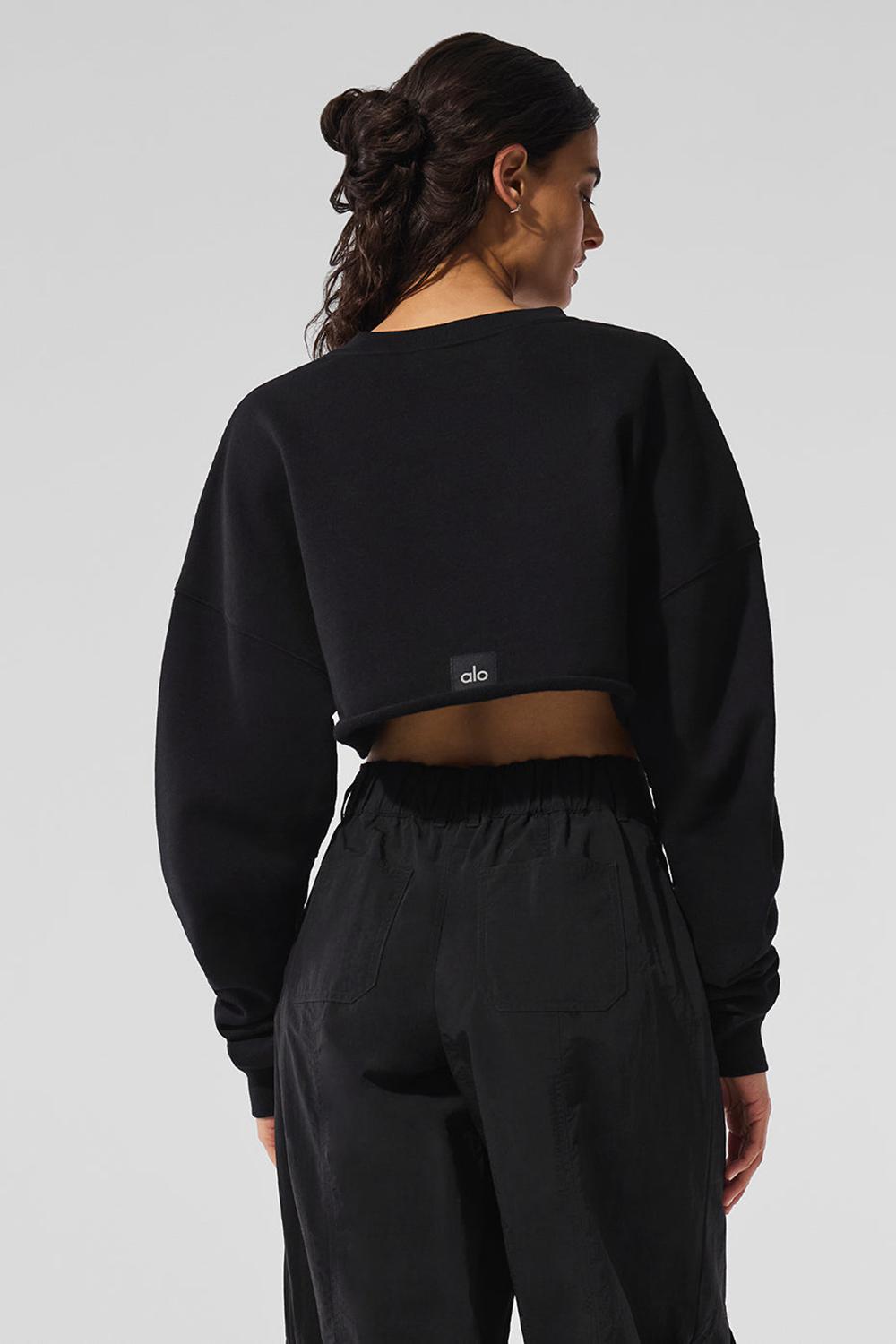 Black Women Alo Yoga Extreme Cropped Pullover | Australia  70824-PZYQ