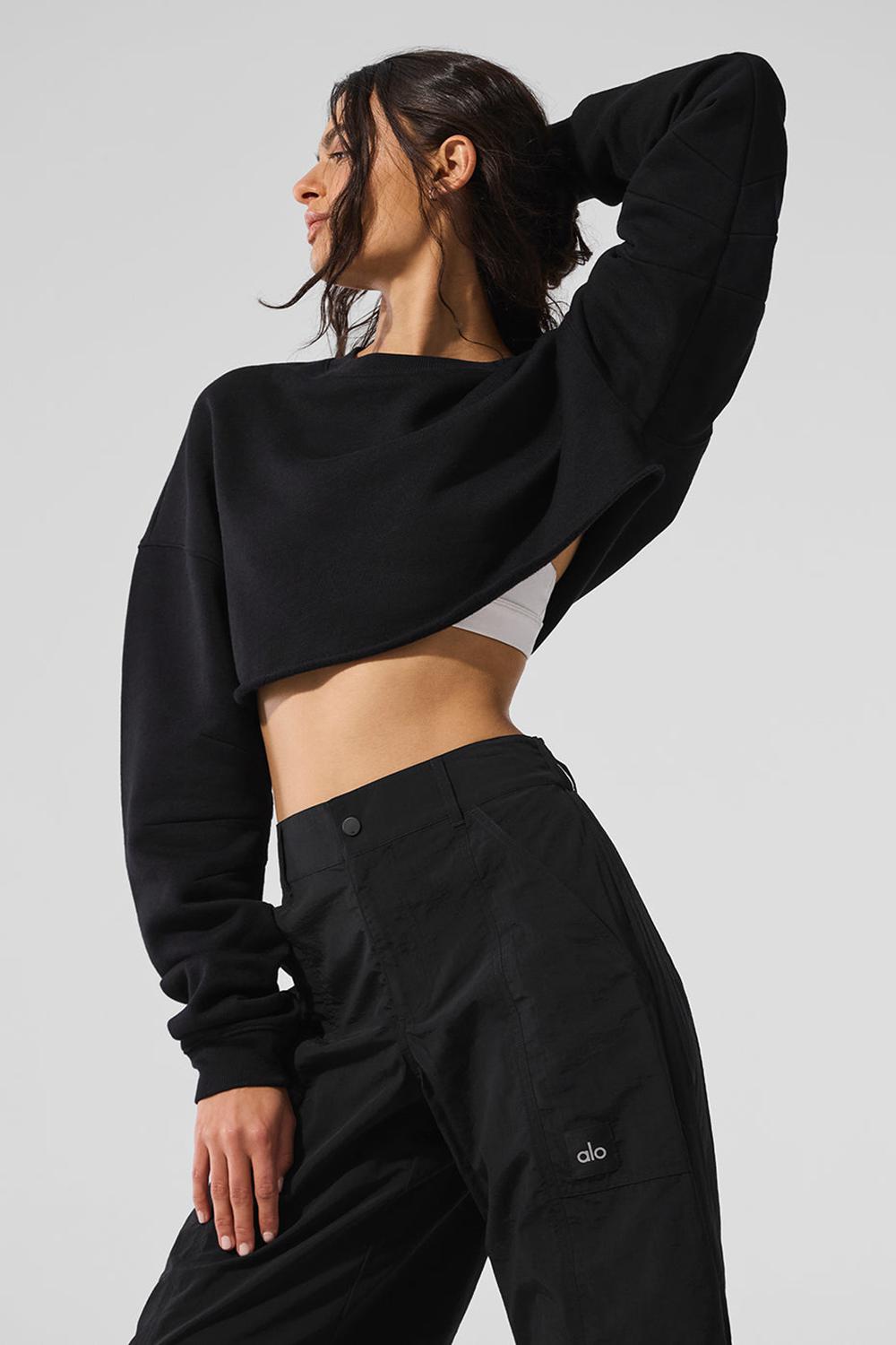 Black Women Alo Yoga Extreme Cropped Pullover | Australia  70824-PZYQ