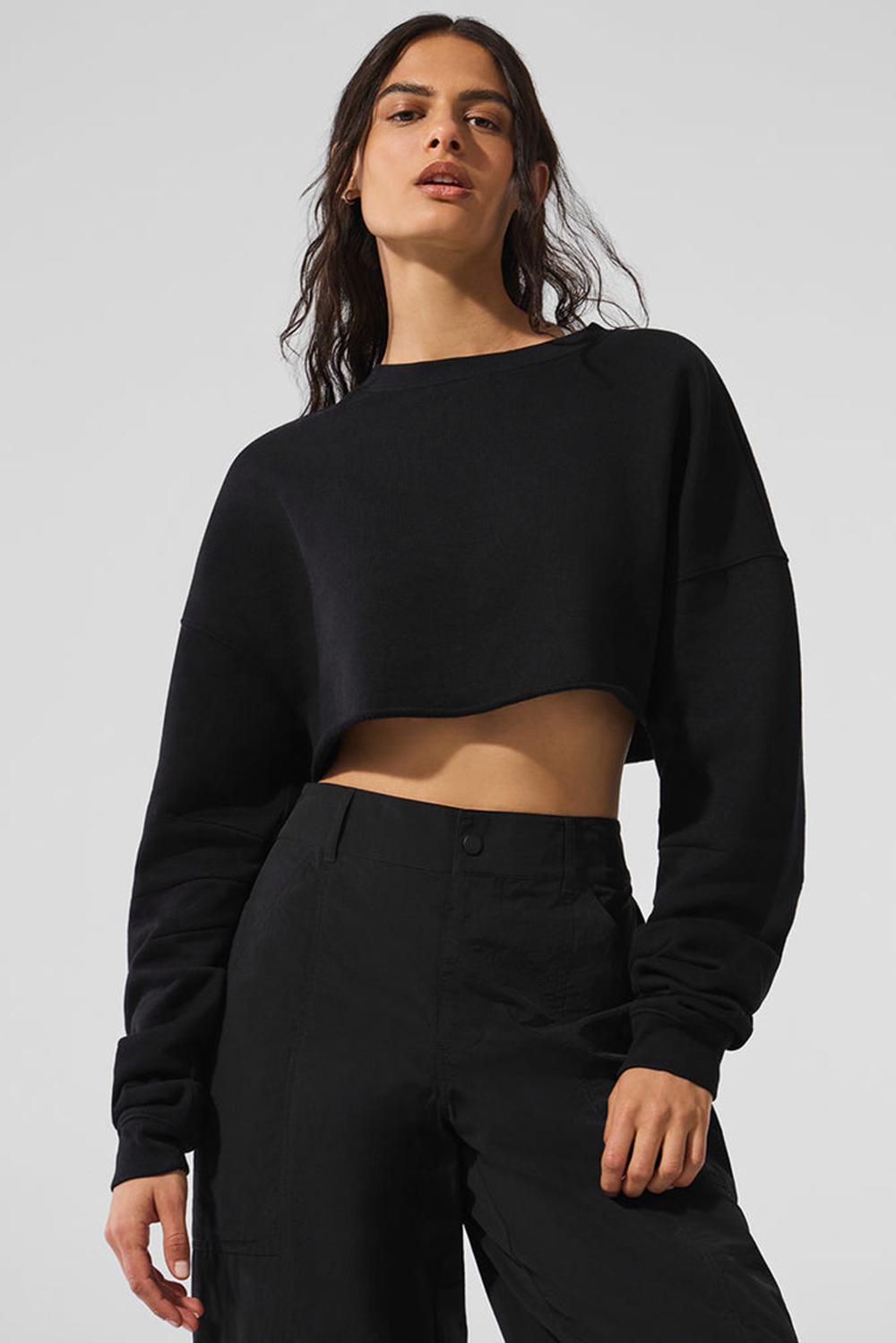 Black Women Alo Yoga Extreme Cropped Pullover | Australia  70824-PZYQ