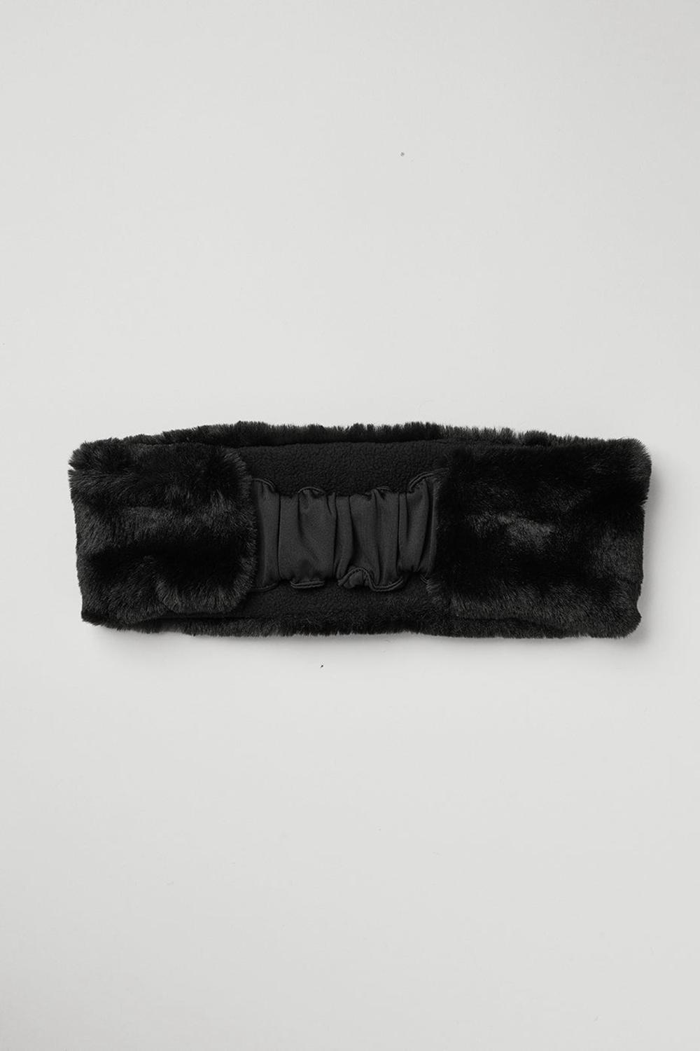 Black Women Alo Yoga Faux Fur Ear Warmers Headband | Australia  45127-IFXU