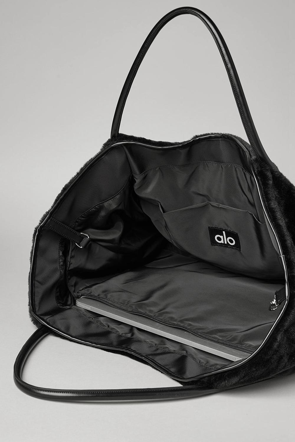 Black Women Alo Yoga Faux Fur Tote Bag | Australia  05178-NFXZ