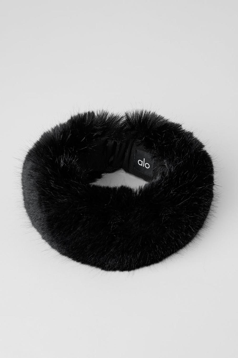 Black Women Alo Yoga Faux Fur Wintersun Headband | Australia  12968-IDPB