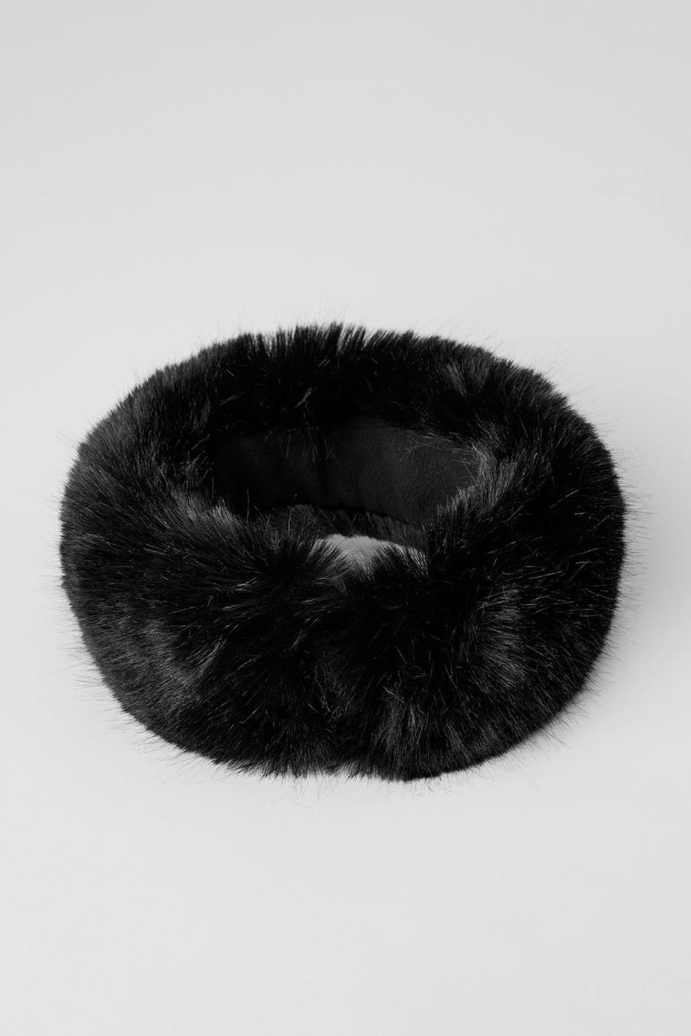 Black Women Alo Yoga Faux Fur Wintersun Headband | Australia  12968-IDPB