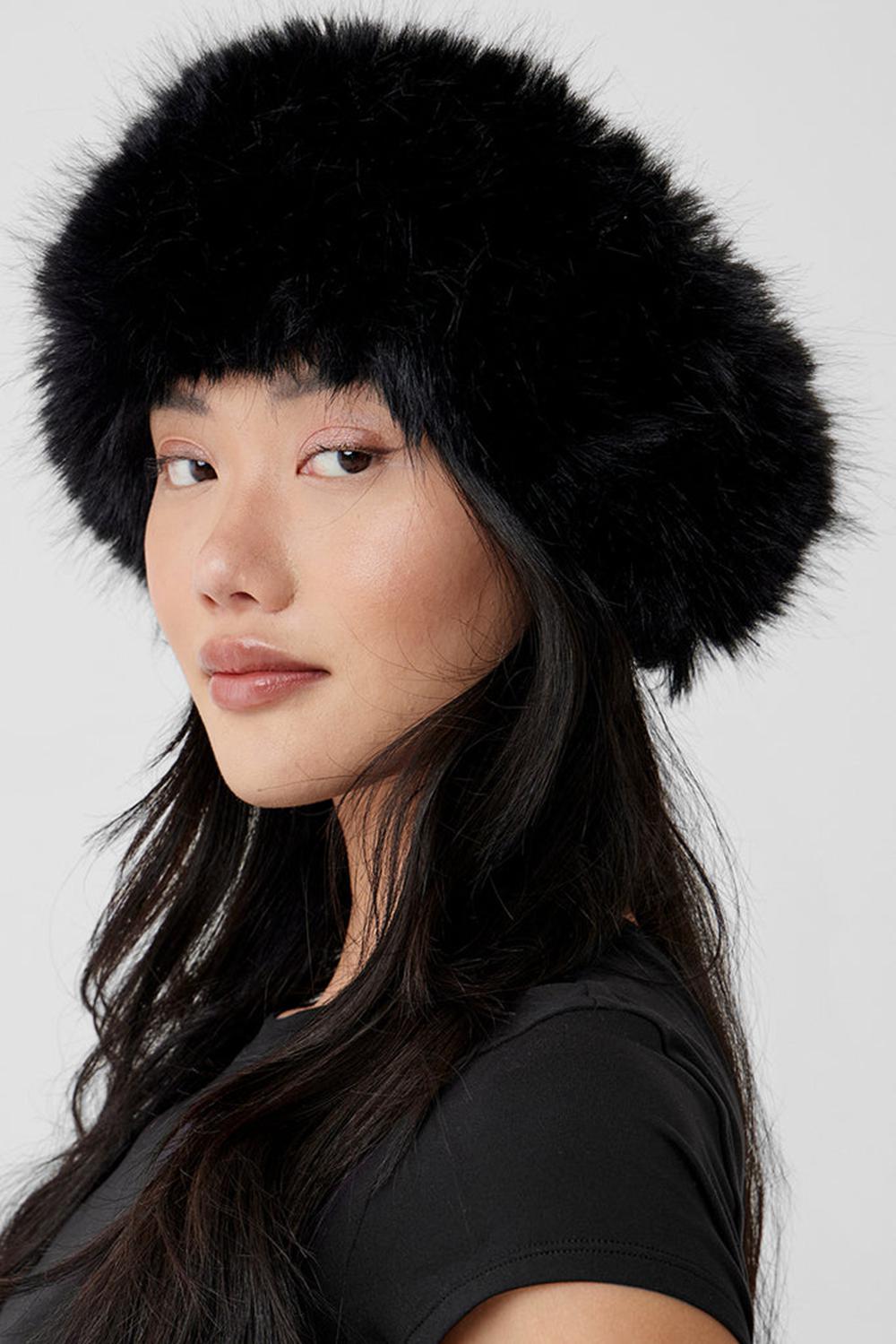 Black Women Alo Yoga Faux Fur Wintersun Headband | Australia  12968-IDPB
