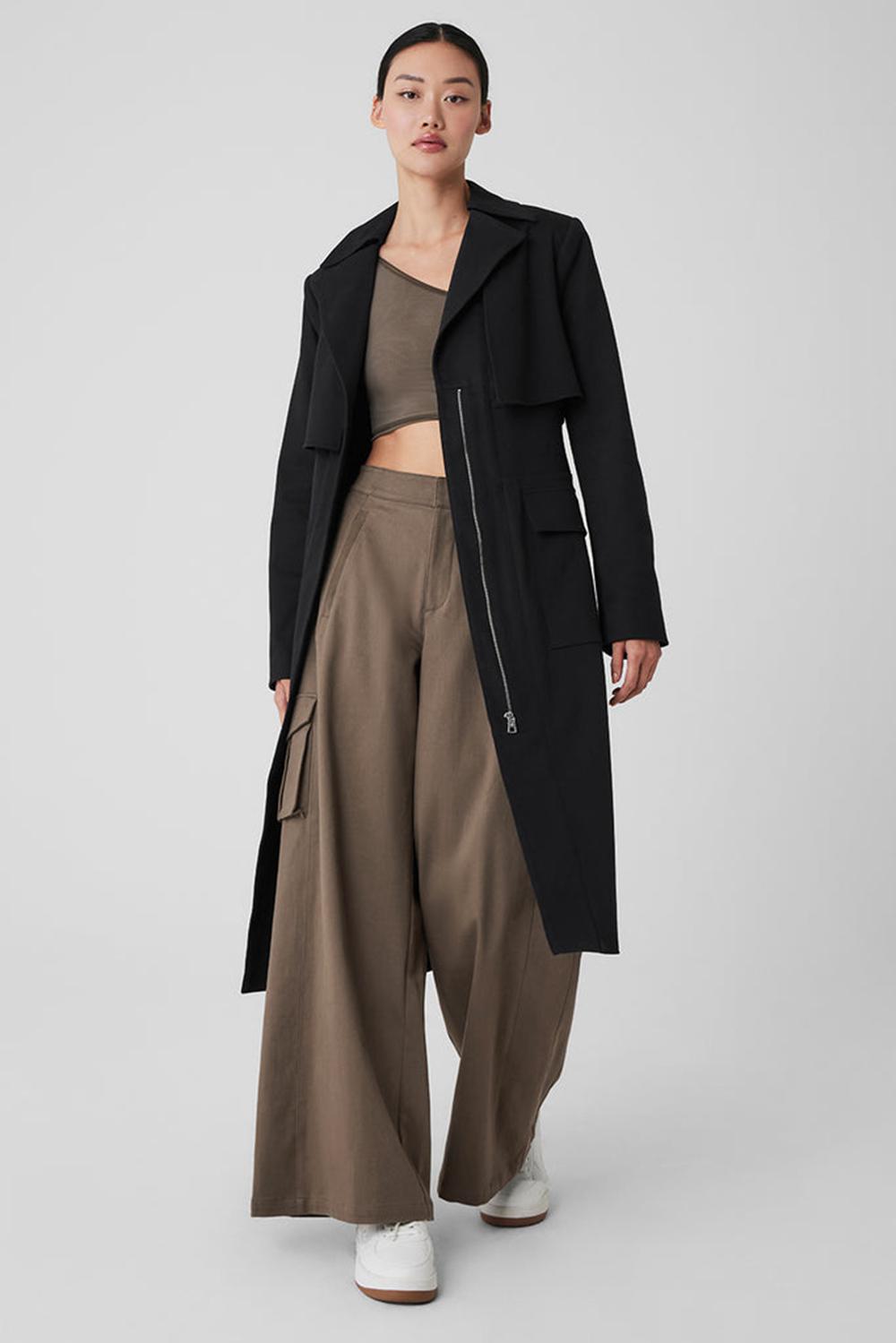 Black Women Alo Yoga Formation Trench Coat | Australia  96520-LMUN