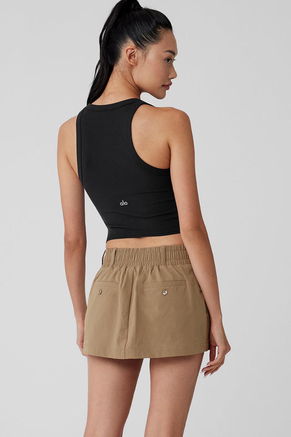 Black Women Alo Yoga Goddess Ribbed Go-To Tank | Australia  91750-HDXN