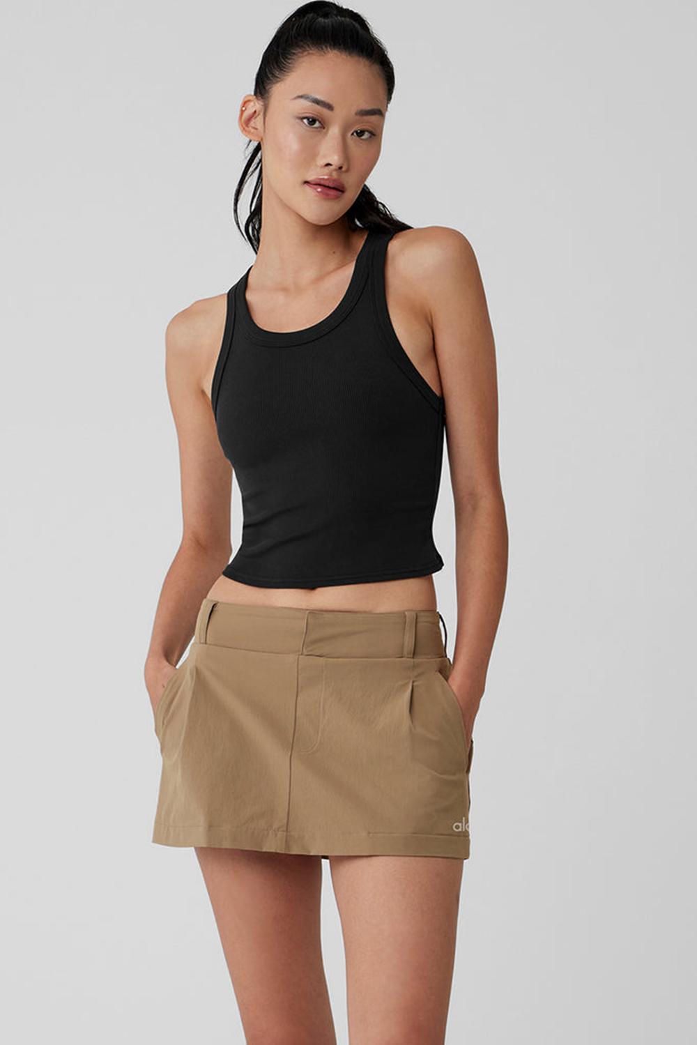Black Women Alo Yoga Goddess Ribbed Go-To Tank | Australia  91750-HDXN