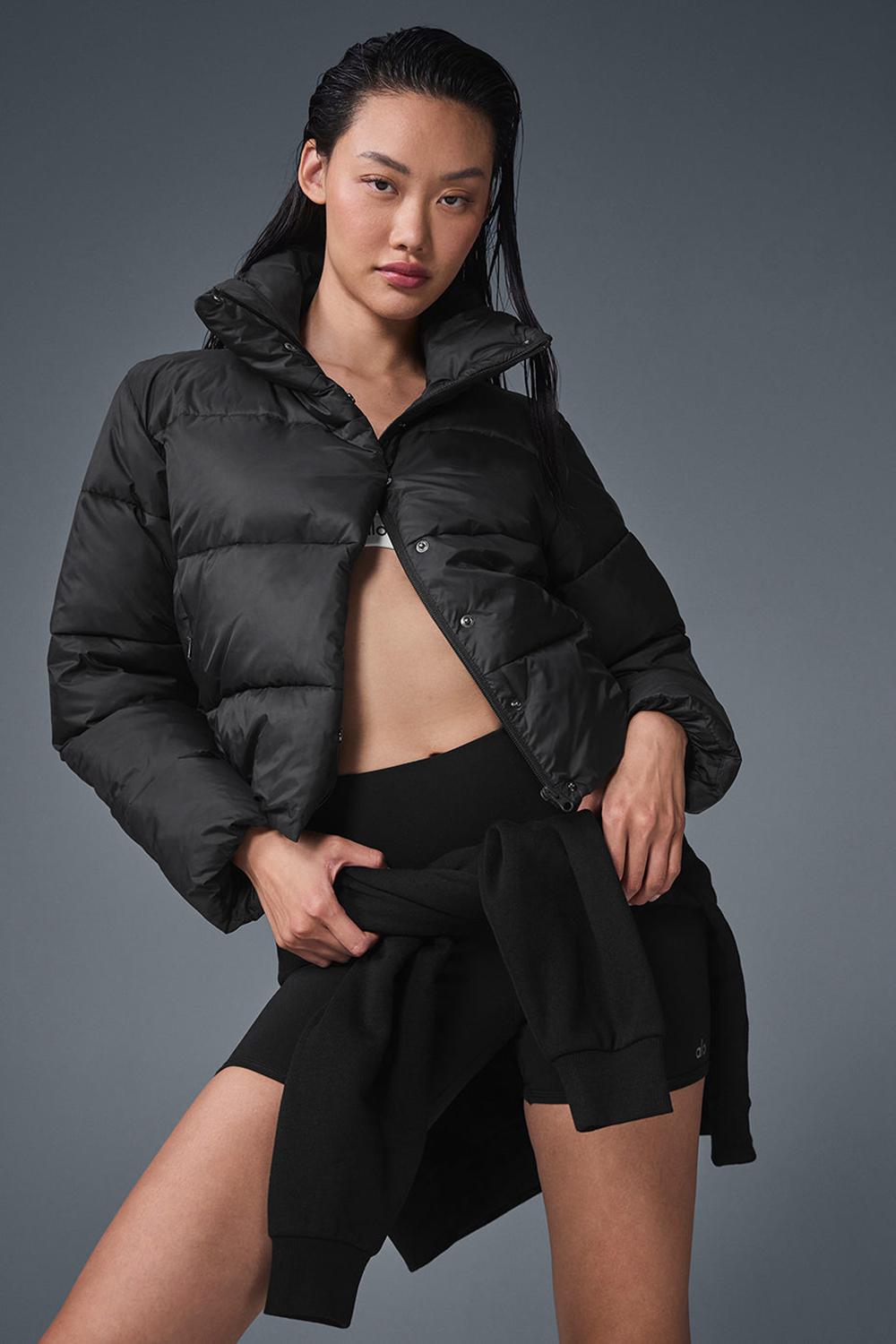 Black Women Alo Yoga Gold Rush Puffer Jacket | Australia  35870-FXZK