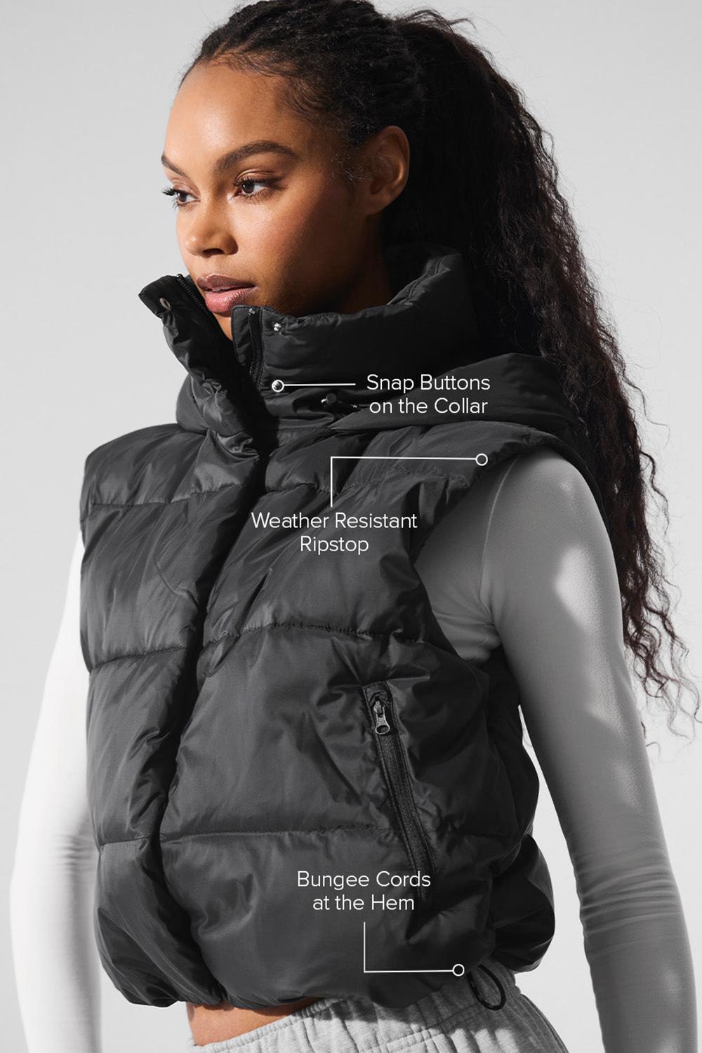 Black Women Alo Yoga Gold Rush Puffer Vest | Australia  85167-WIXH