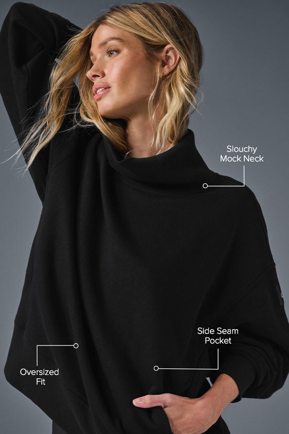 Black Women Alo Yoga Hazy Mock Neck Pullover | Australia  75403-YZCI