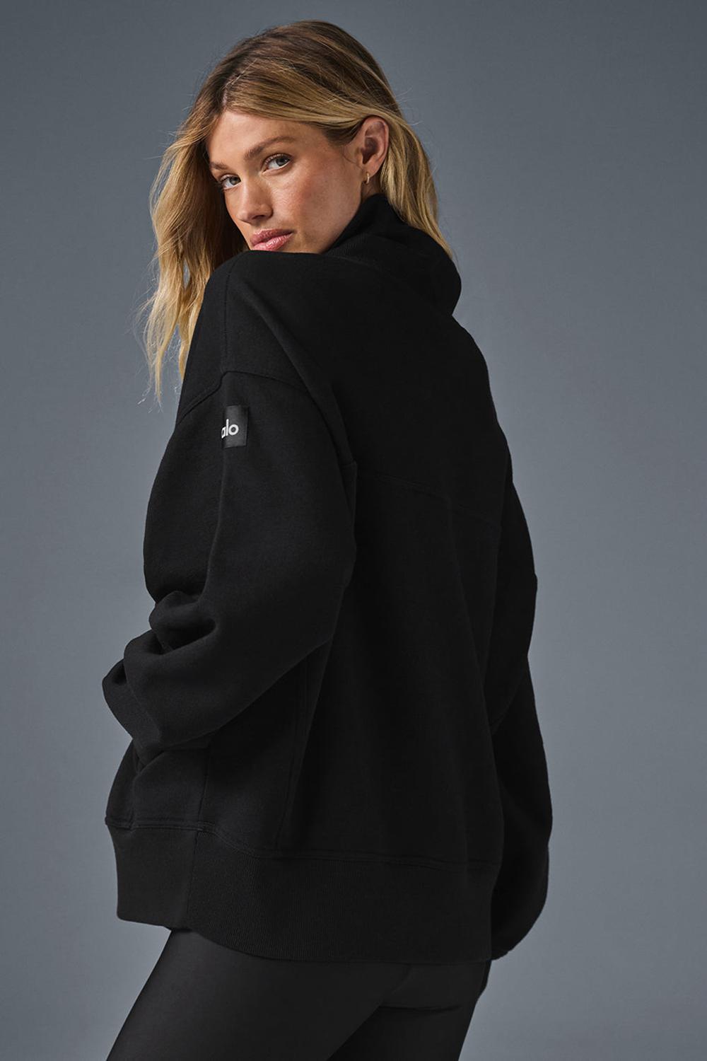 Black Women Alo Yoga Hazy Mock Neck Pullover | Australia  75403-YZCI
