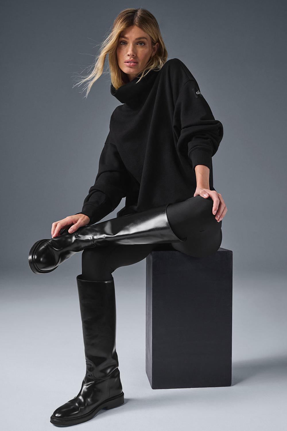 Black Women Alo Yoga Hazy Mock Neck Pullover | Australia  75403-YZCI