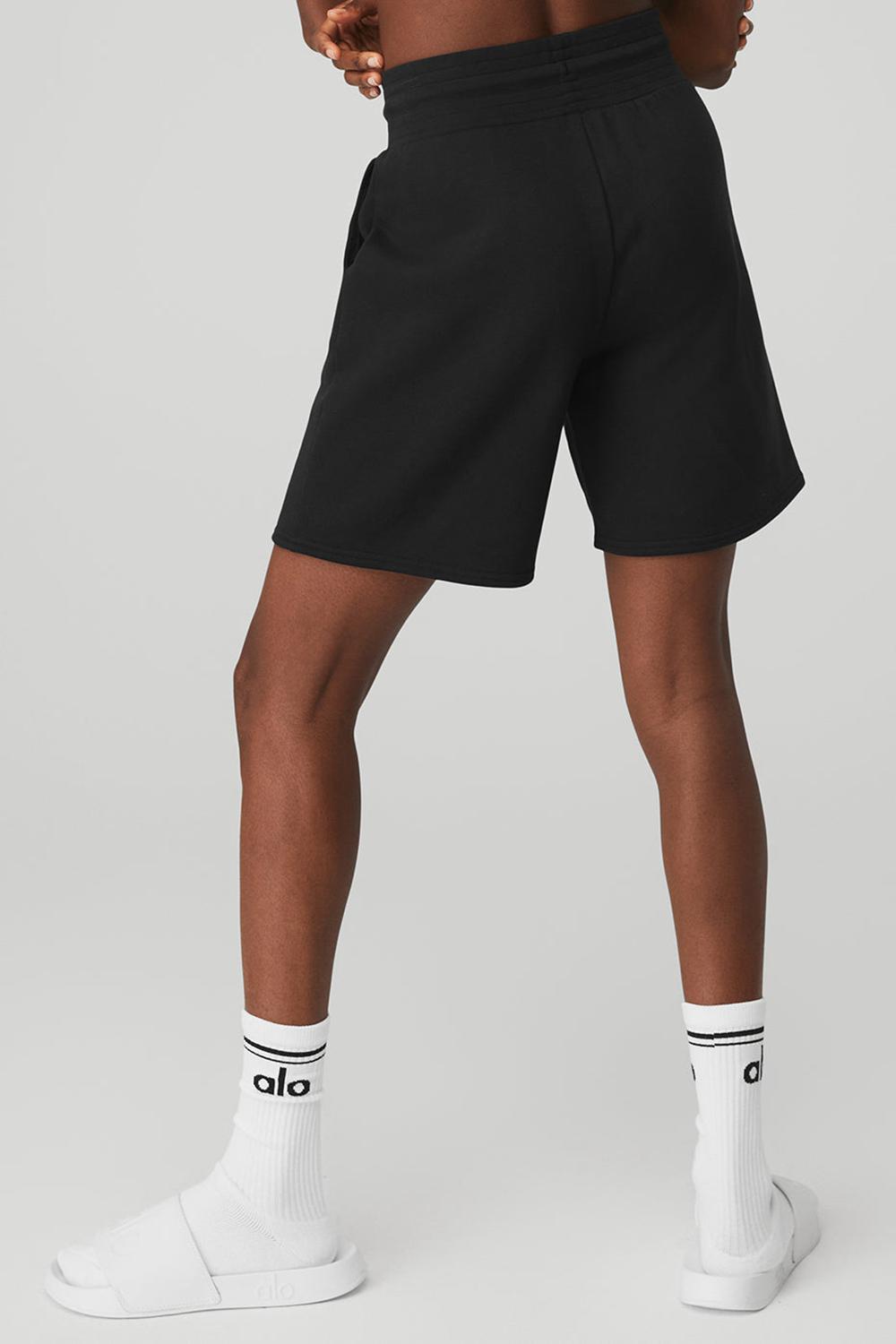 Black Women Alo Yoga High-Waist Easy Sweat Short | Australia  13249-YHST