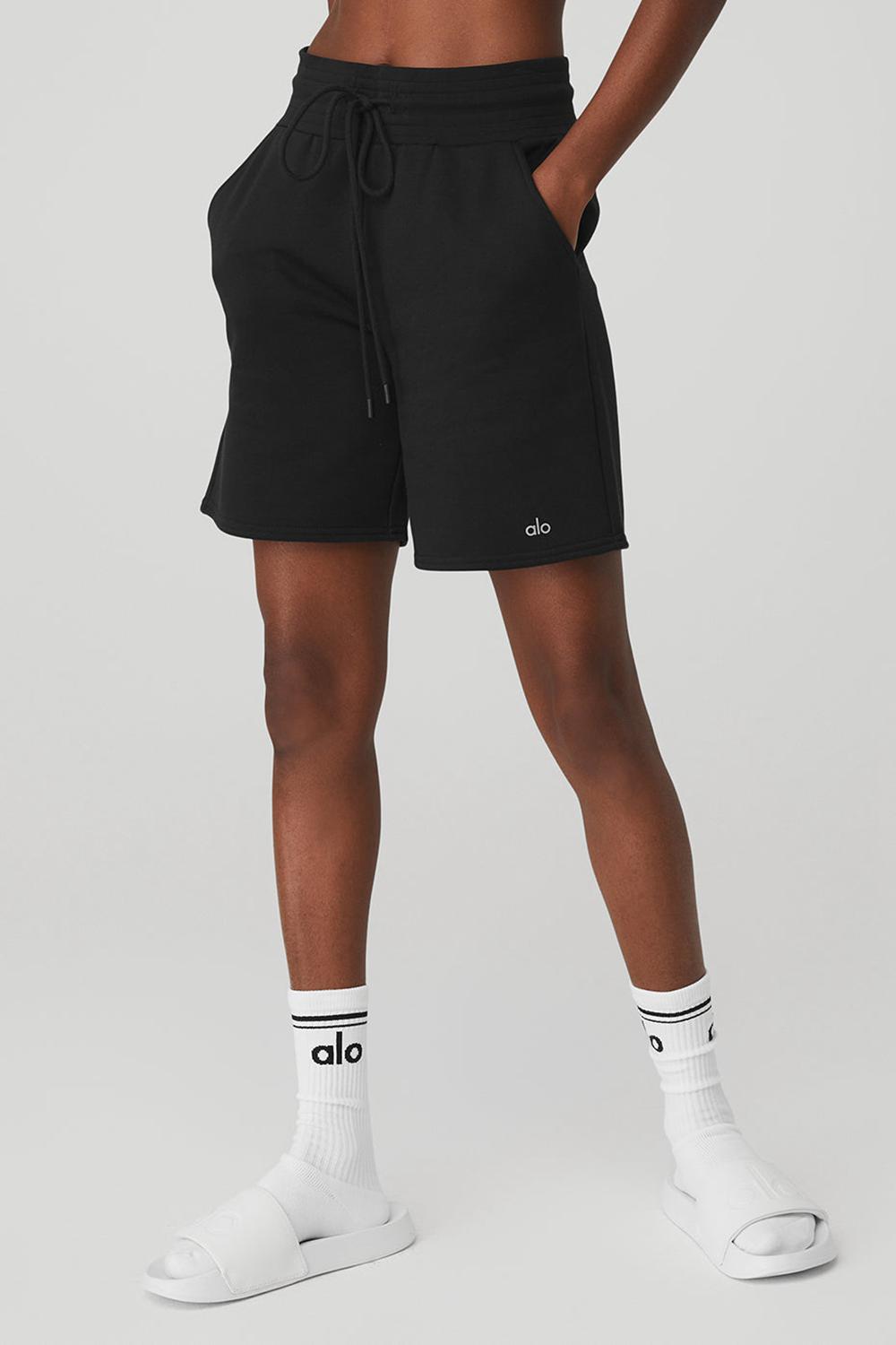 Black Women Alo Yoga High-Waist Easy Sweat Short | Australia  13249-YHST